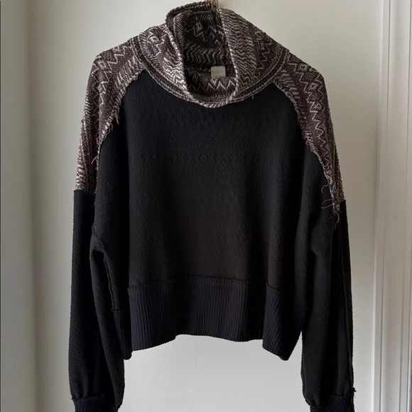 We The Free Black and Brown Cowl Neck Sweater - Picture 1 of 3